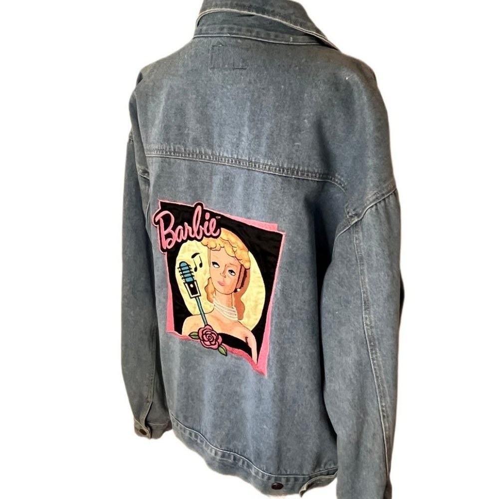Vintage 90s Barbie Embroirdered Jerry Leigh Jean Jacket  Size Medium - Picture 7 of 8